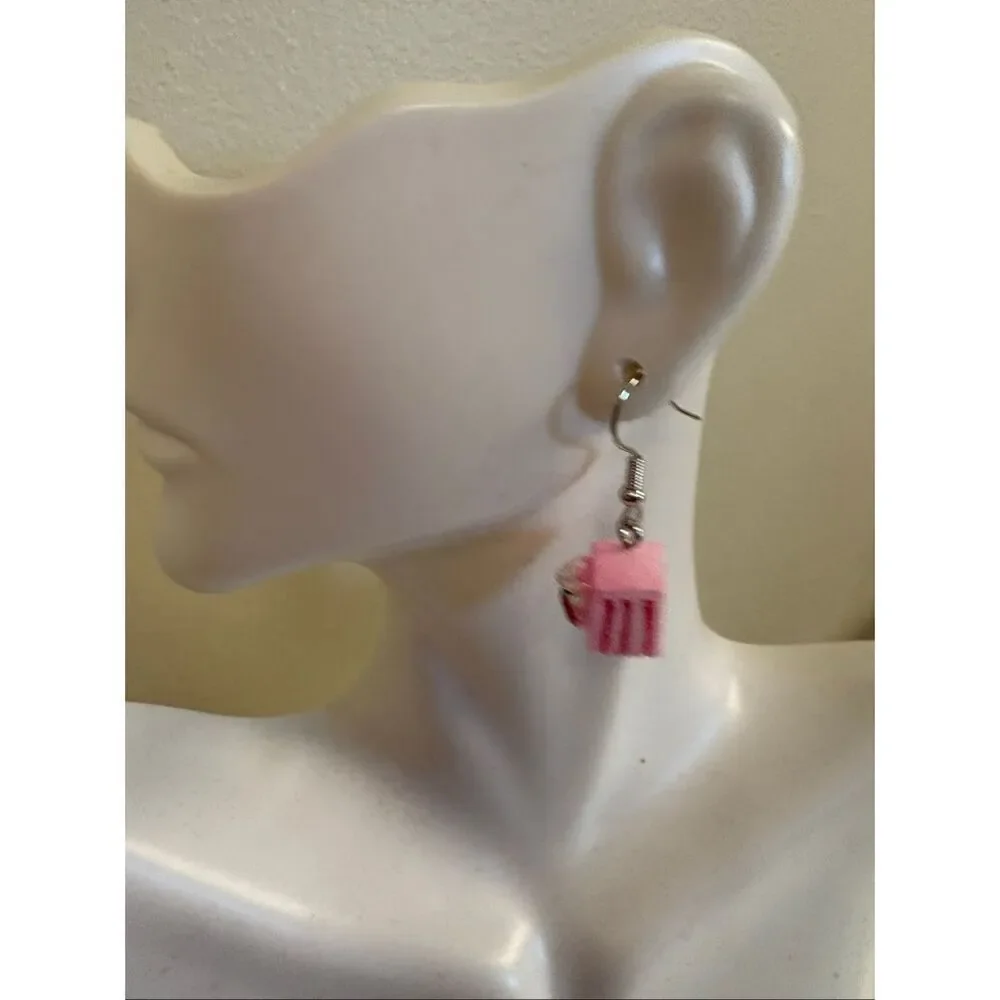 Strawberry shortcake cake slice statement Earrings